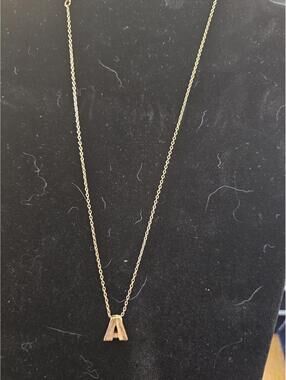 Vintage Avon Gold Tone 19" Necklace Block Letter A Initial Pendant